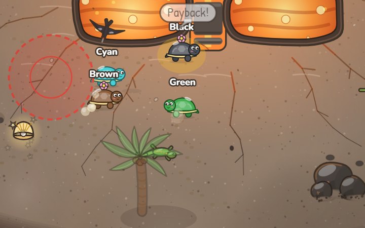 Golden Rush on Volcano Island: turtles race past the lava pools